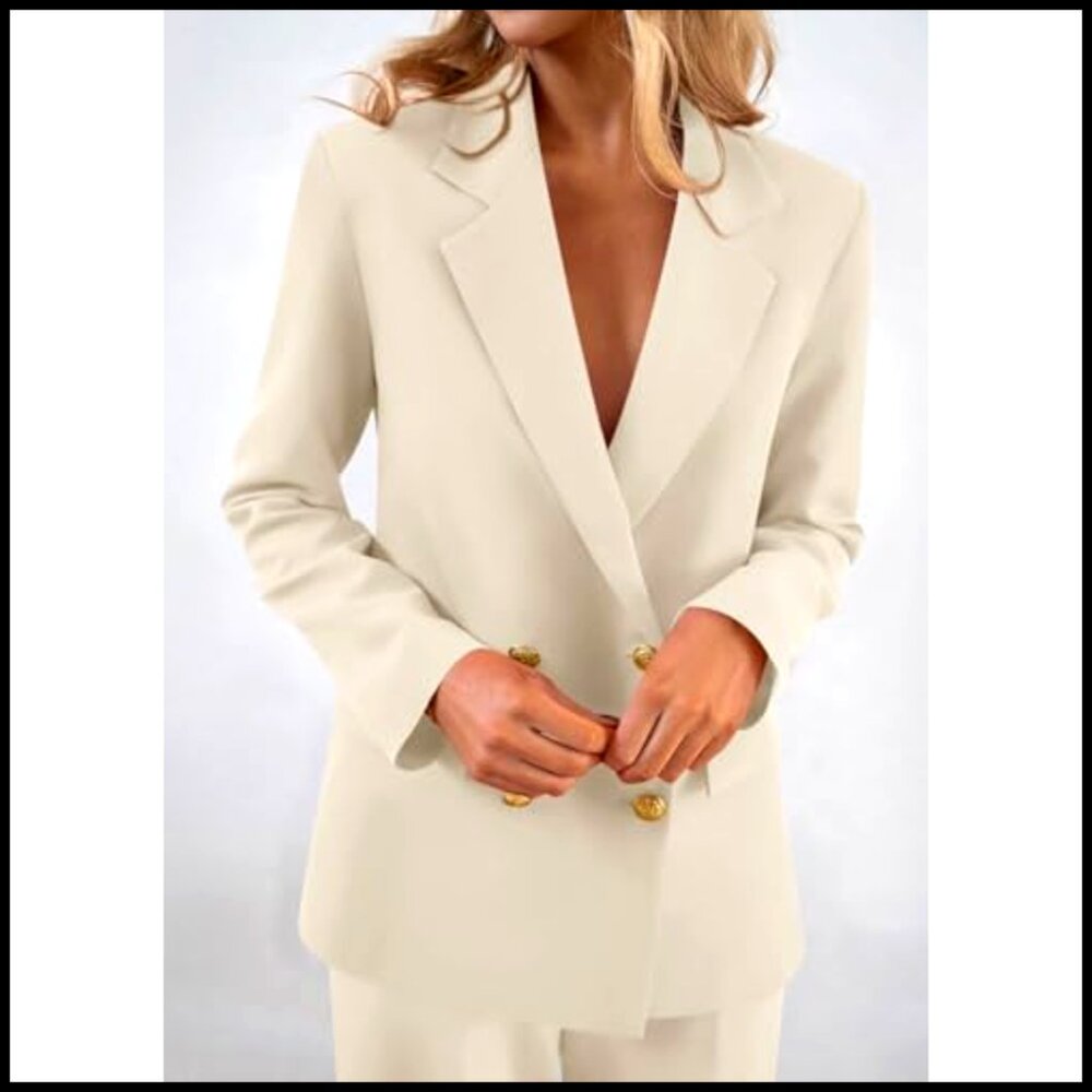 Double Breasted Blazer With Pockets, Business Cas… - image 4